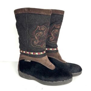 Authentic Tecnica Fur and Boiled Wool Embroidered Boots EUR 37, US 6,5